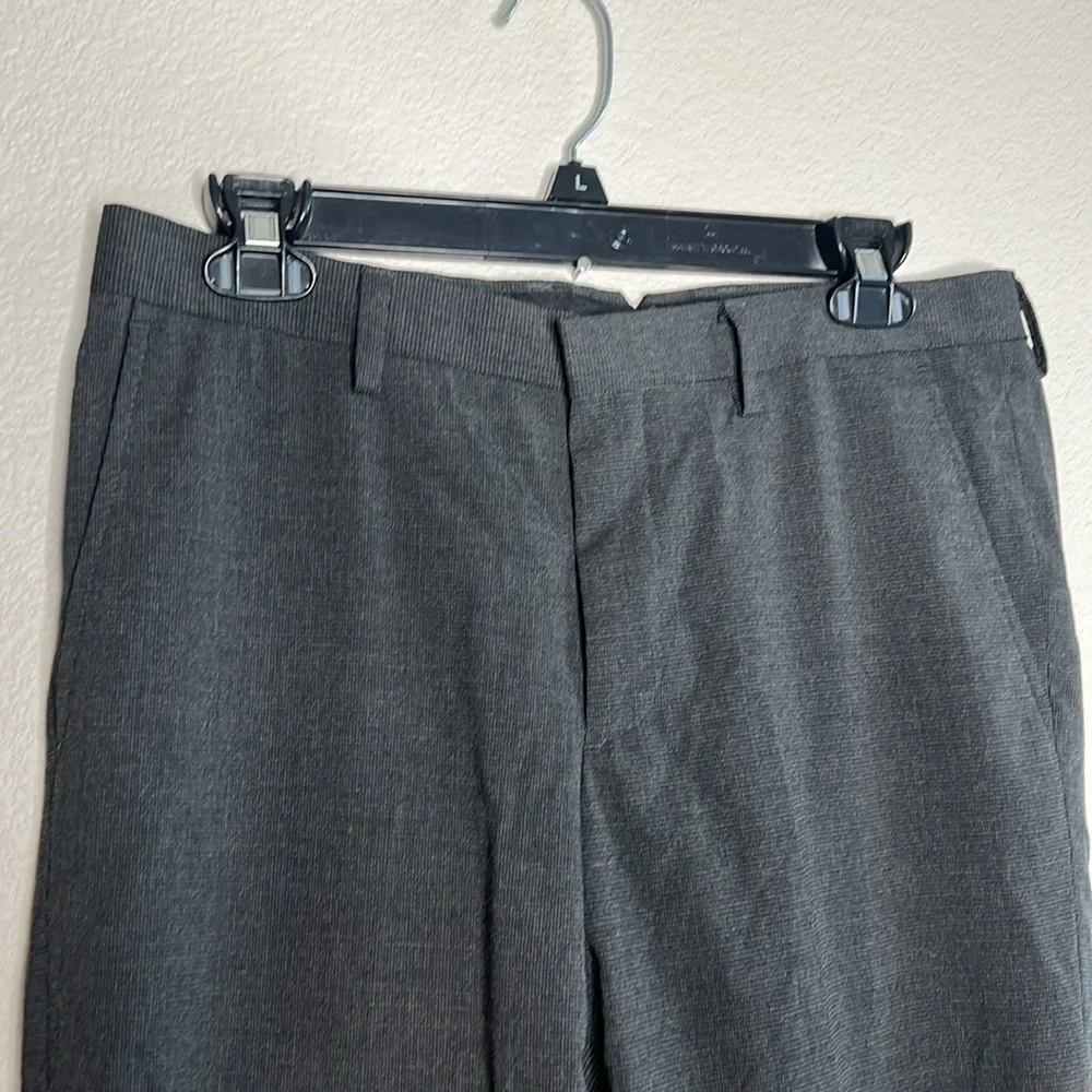 Calibrate Mens Charcoal Gray Micro Check Slim Fit Dress Pants 30W x 32L Stretch